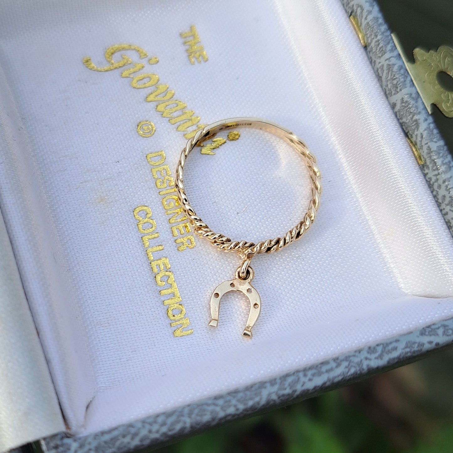 Vintage 9ct Gold Horseshoe Dangle Ring, 1981