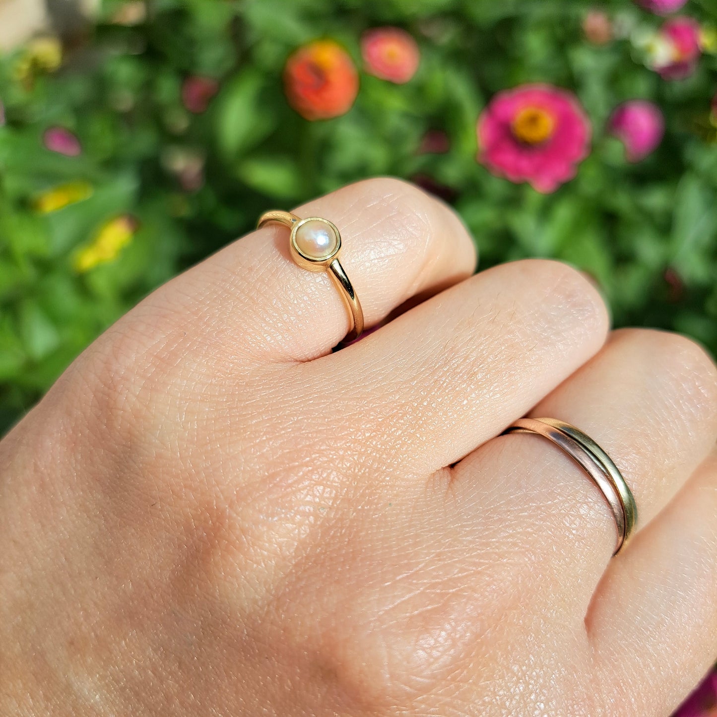 Vintage 9ct Gold Pearl Solitaire Ring, 1987