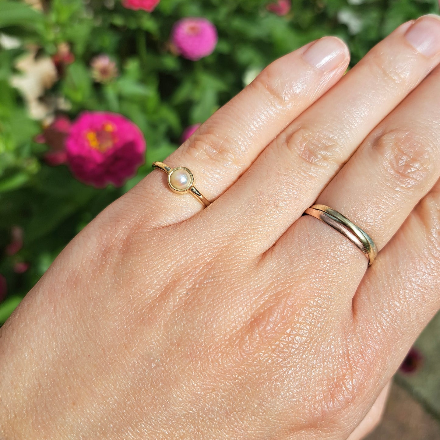 Vintage 9ct Gold Pearl Solitaire Ring, 1987