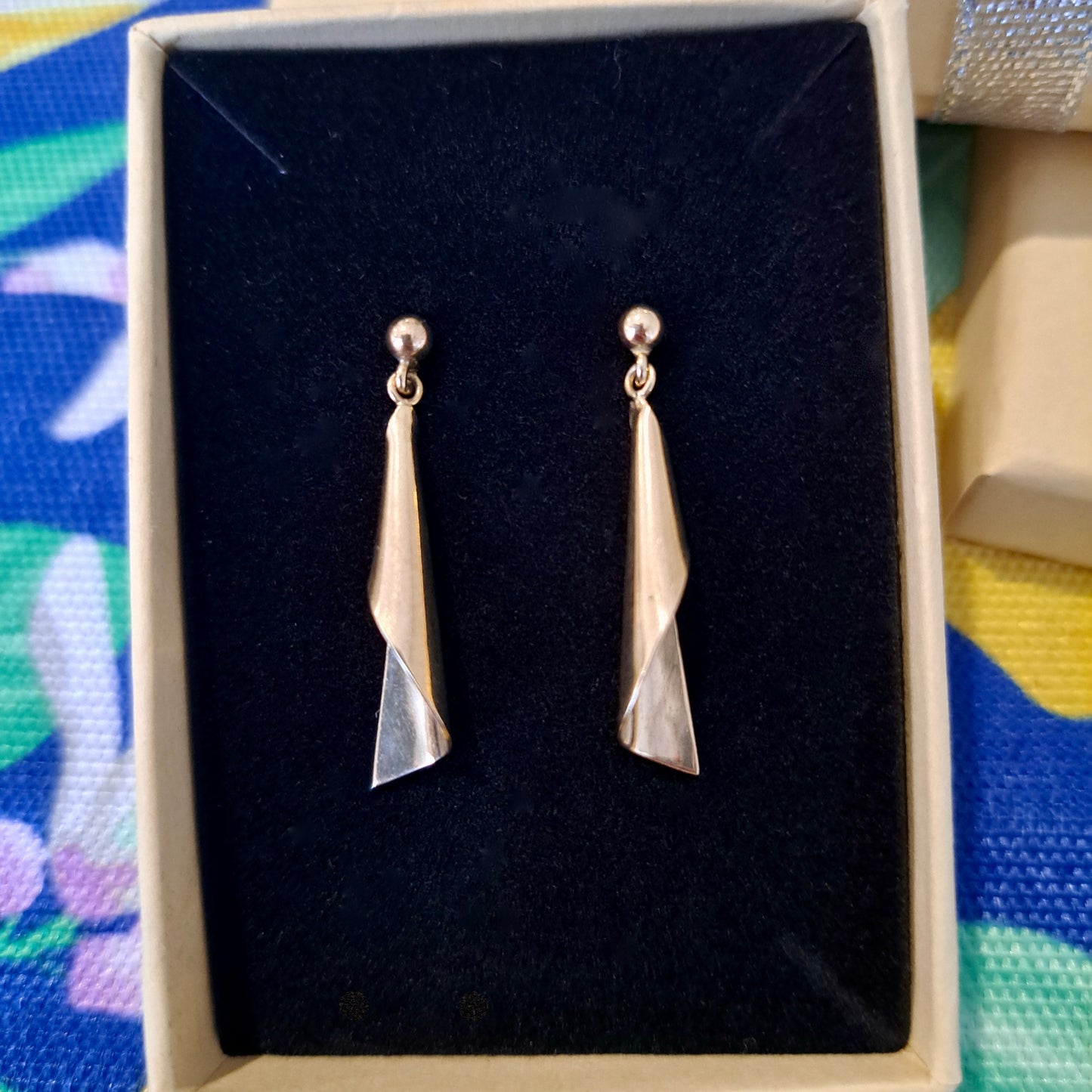 Vintage 9ct Gold Twist Dangle Earrings, 1985