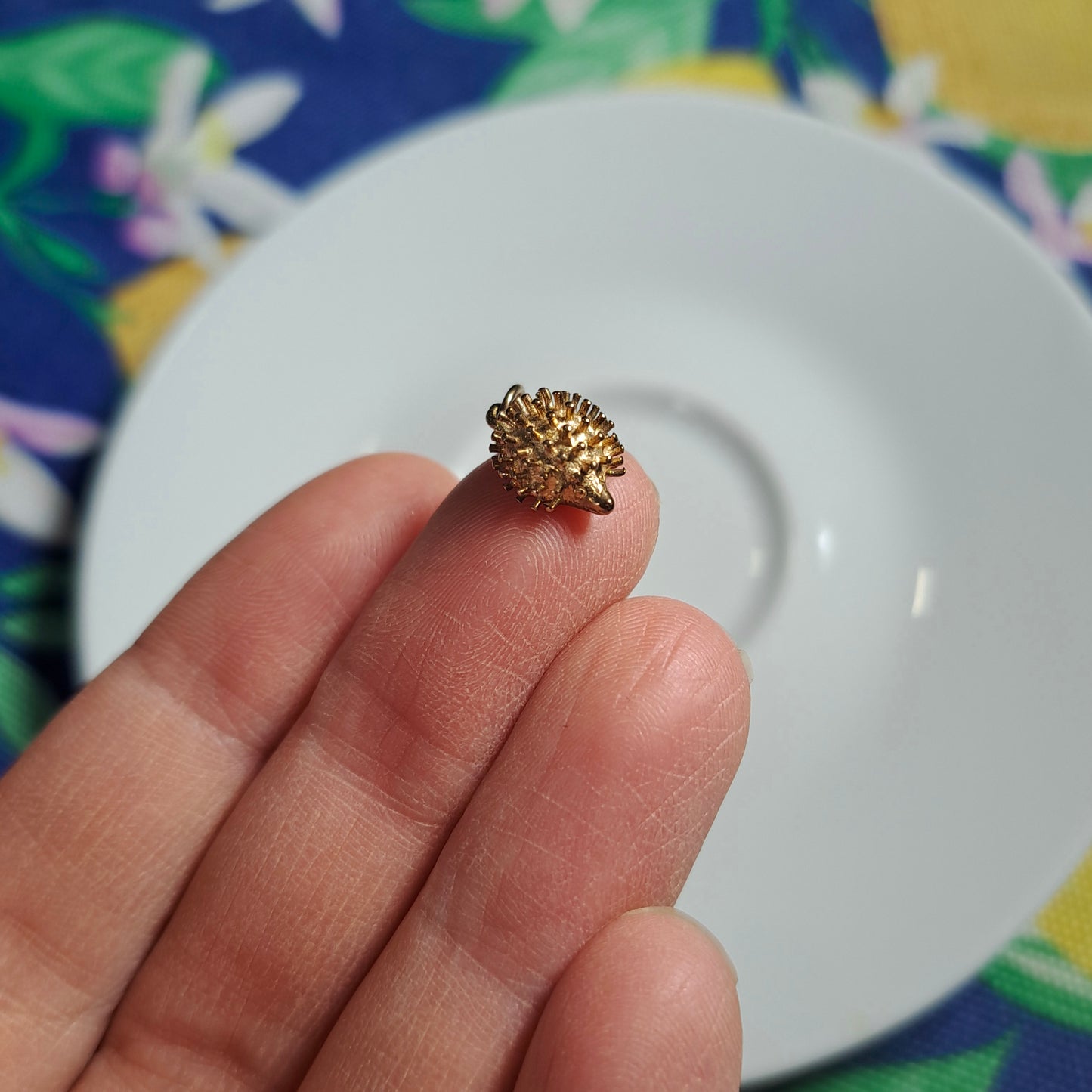 Tiny Vintage 9ct Gold Hedgehog Charm, 1970s