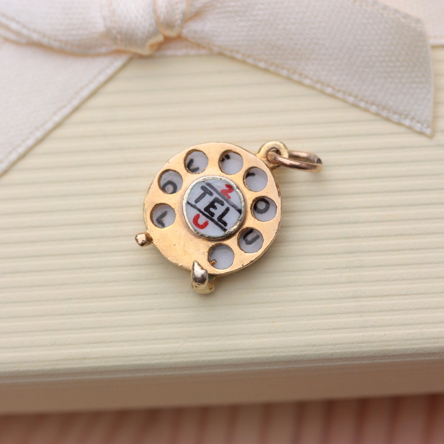 Vintage 9ct Gold and Enamel "I LOVE YOU" Rotary Dial Charm, 1963