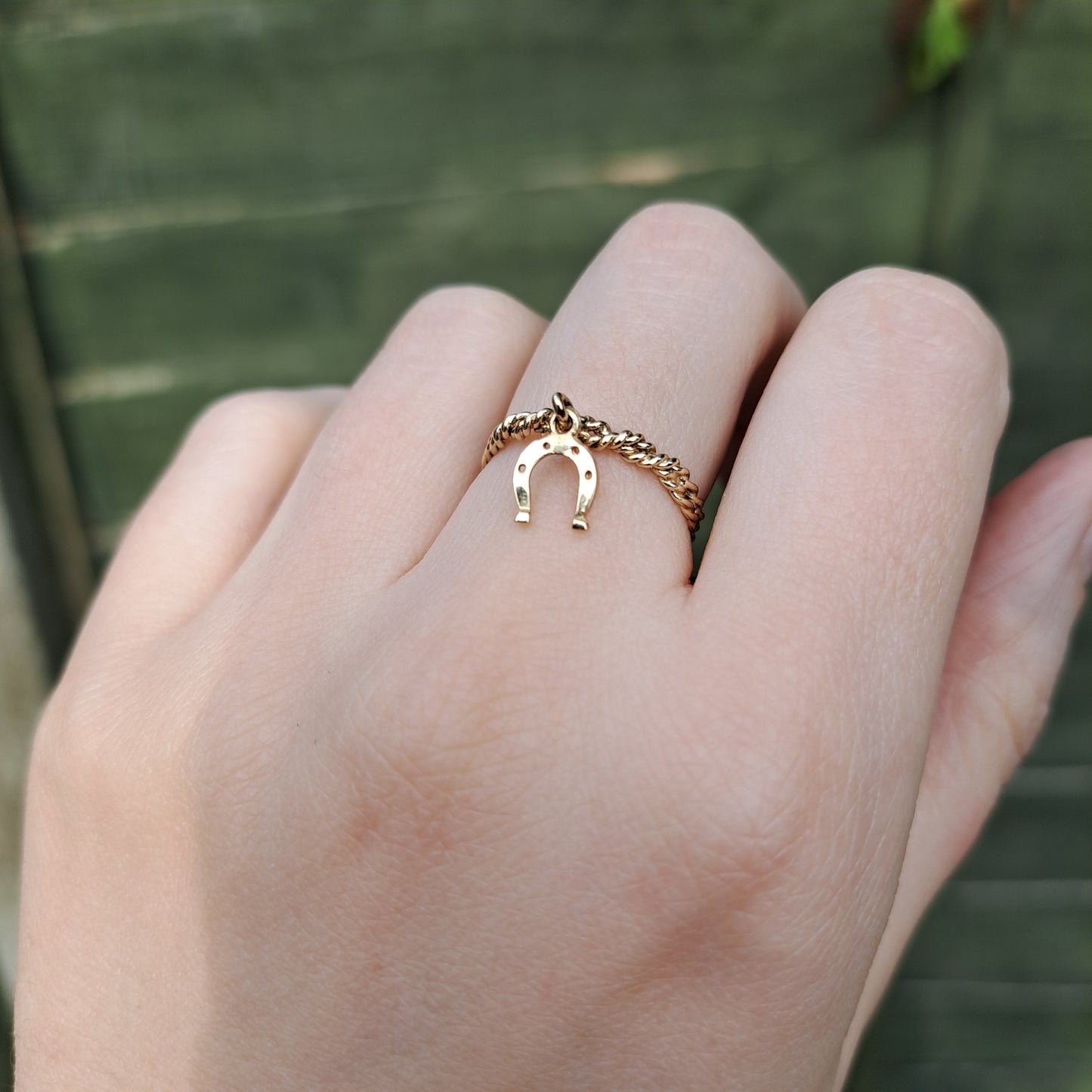 Vintage 9ct Gold Horseshoe Dangle Ring, 1981