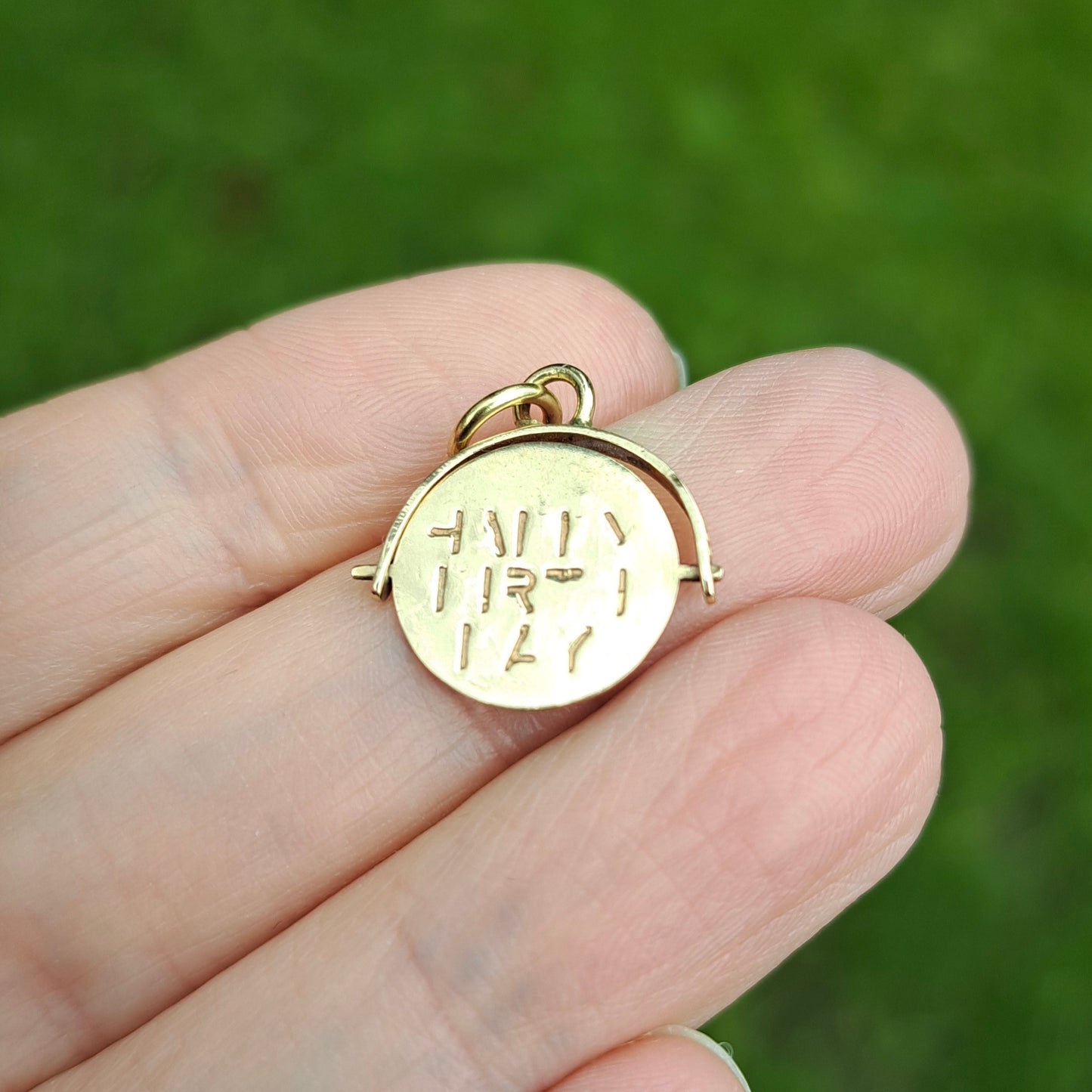 Vintage 9ct Gold "HAPPY BIRTHDAY" Spinner Charm, 1978