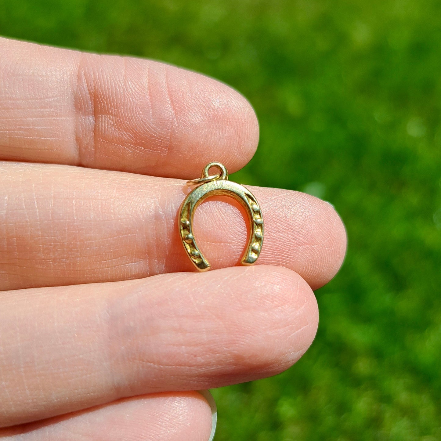 Small Vintage 9ct Gold Horseshoe Charm, 1957