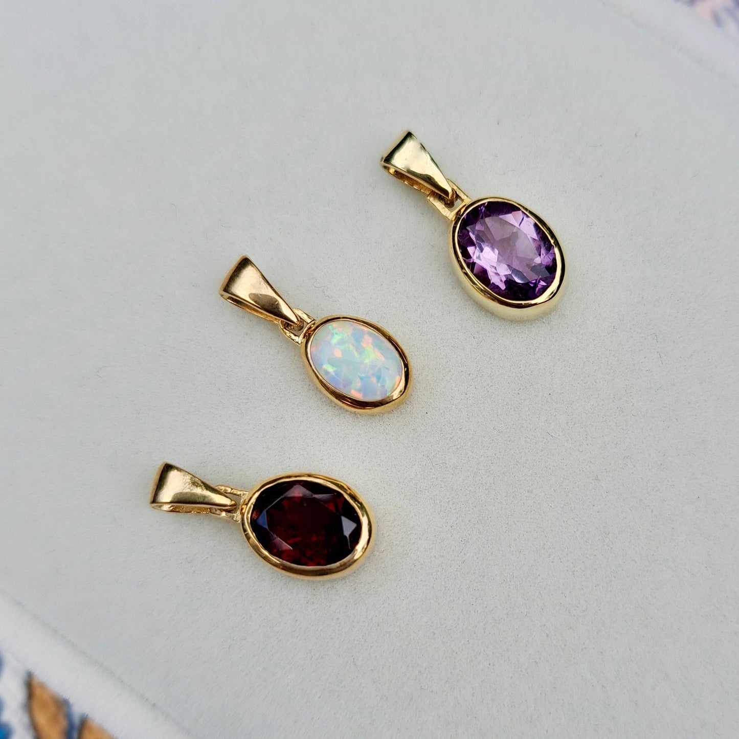 Solid 9ct Gold Gemstone Solitaire Pendants, New