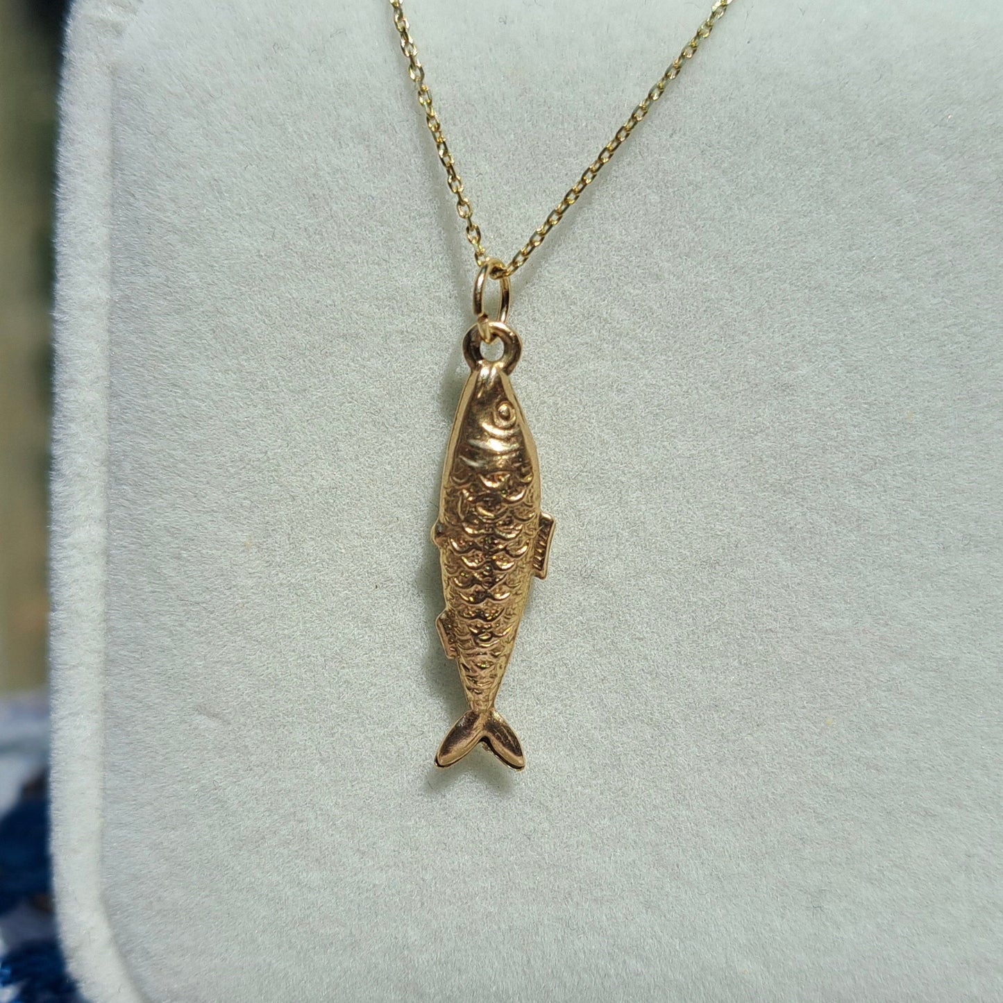 Vintage 9ct Gold Fish Charm / Small Pendant, 1966