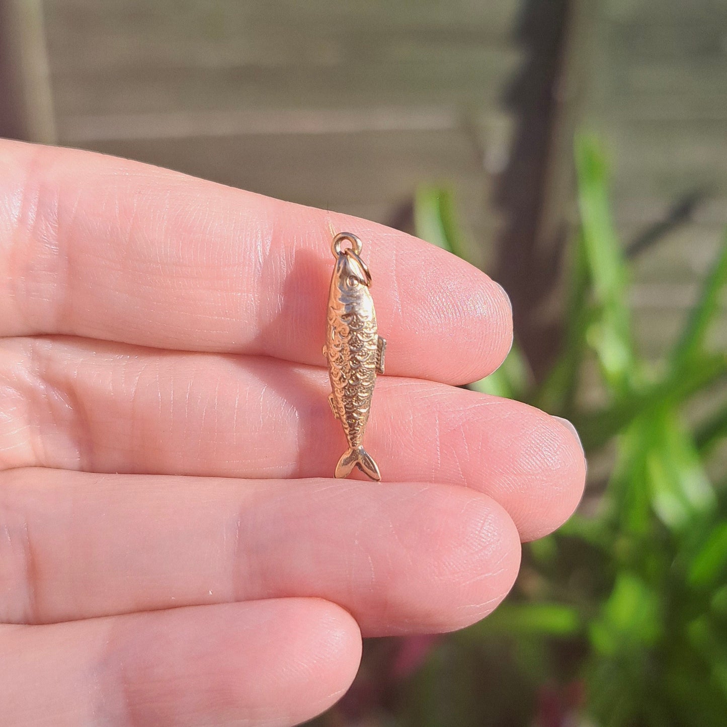 Vintage 9ct Gold Fish Charm / Small Pendant, 1966