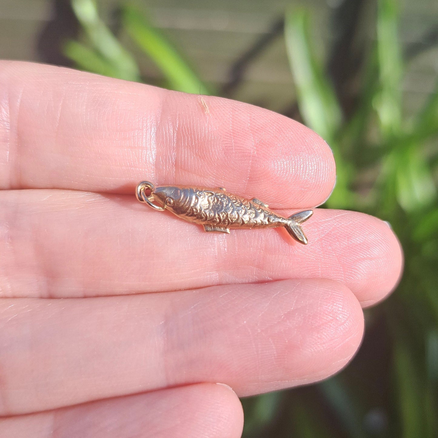 Vintage 9ct Gold Fish Charm / Small Pendant, 1966