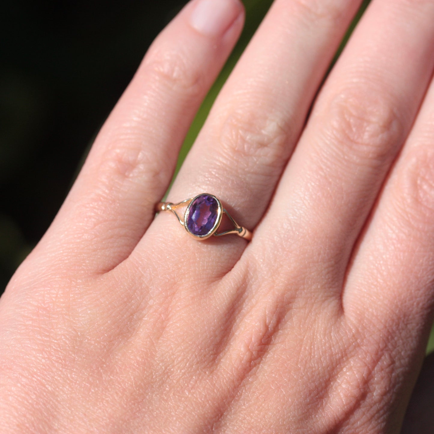Vintage 9ct Gold and Amethyst Solitaire Ring, 1979