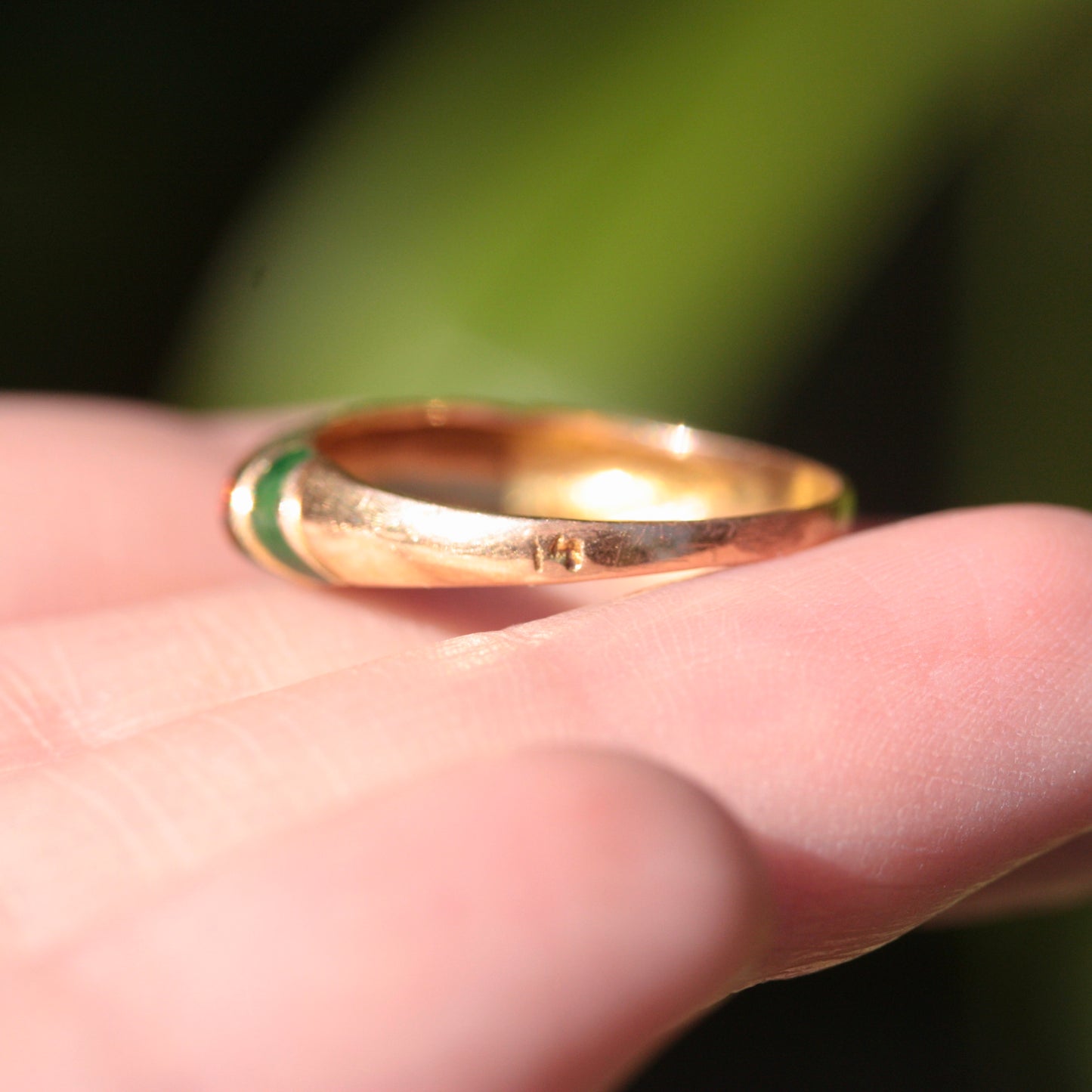 Antique German 14K Gold and Enamel Croissant Ring