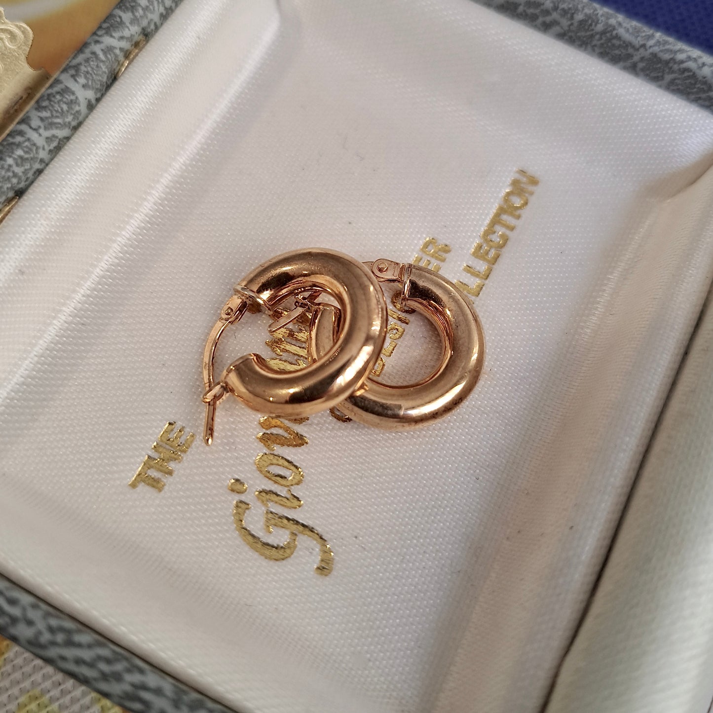 Small and Chunky 9ct Gold Tube Hoop Earrings, Unoaerre Italy