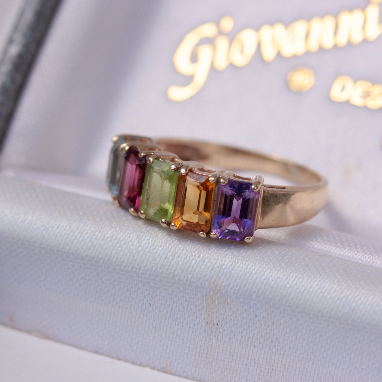 Vintage 9ct Gold Multi Gemstone Ring, 1993