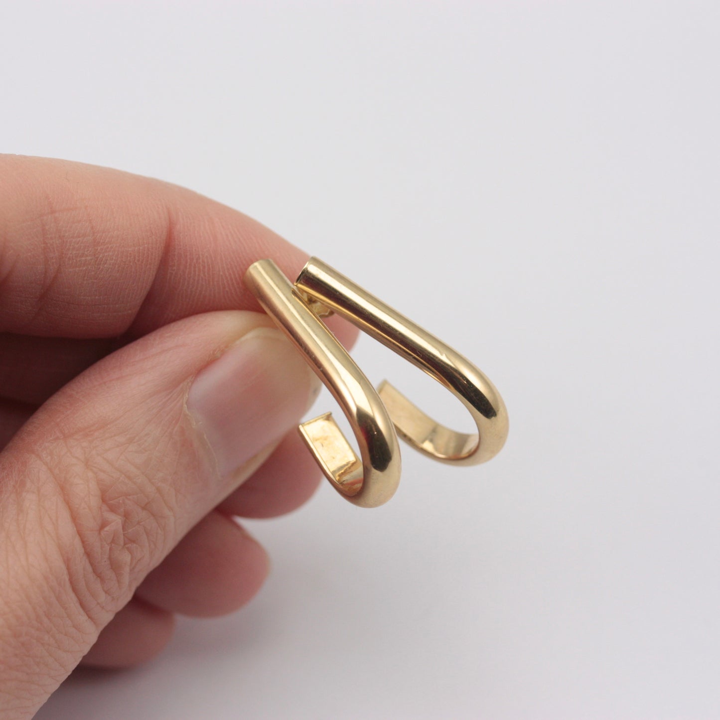 Pre-owned 9ct Yellow Gold Curved Half Hoop Stud Earrings