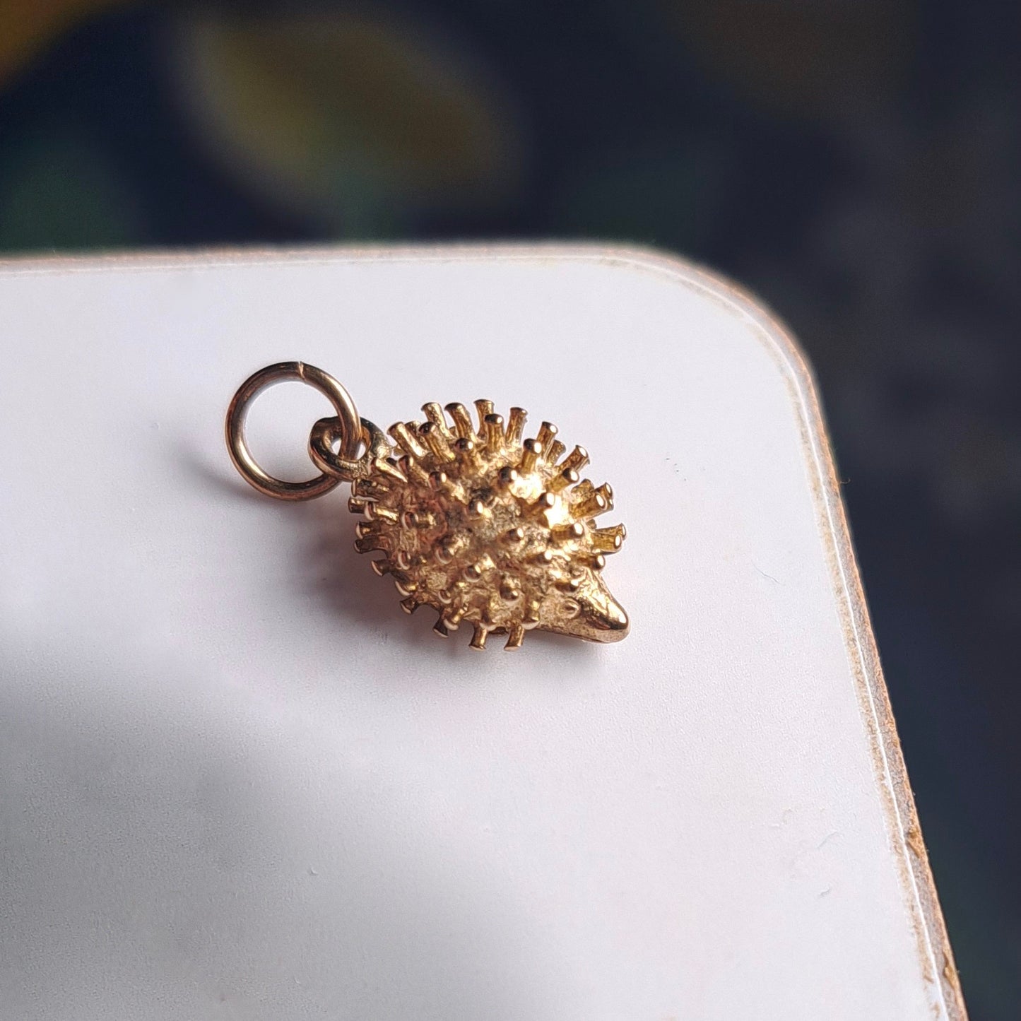 Tiny Vintage 9ct Gold Hedgehog Charm, 1970s