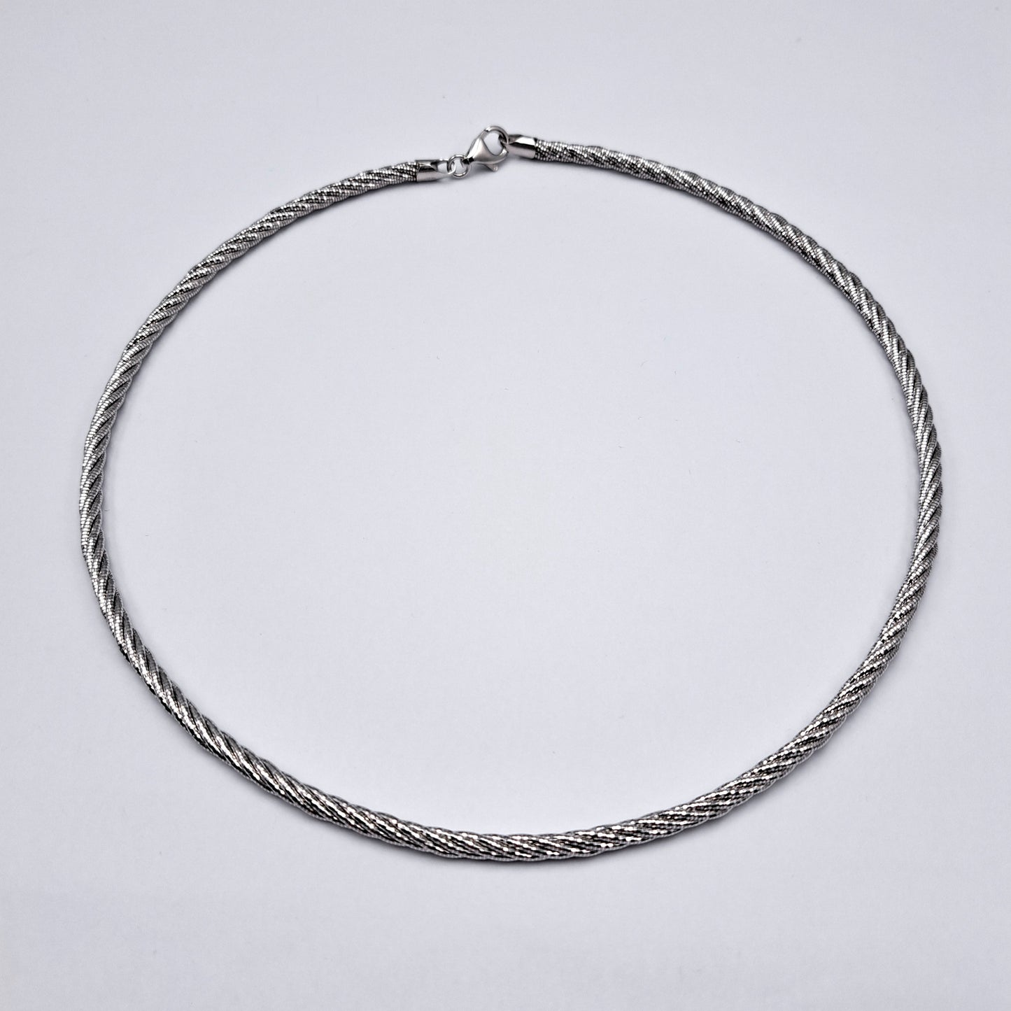 Chunky Sterling Silver Twisted Omega Chain Necklace, 24g, 3.6mm, 18" Hallmarked