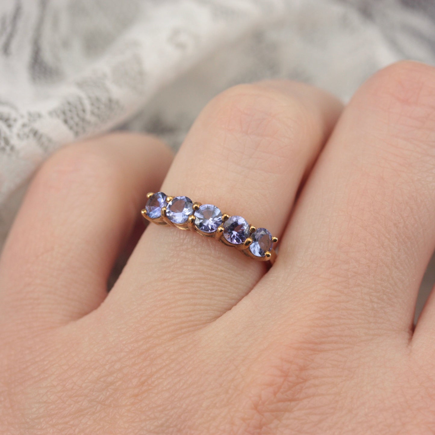 Pre-owned 9ct Gold Tanzanite 5 Stone Ring