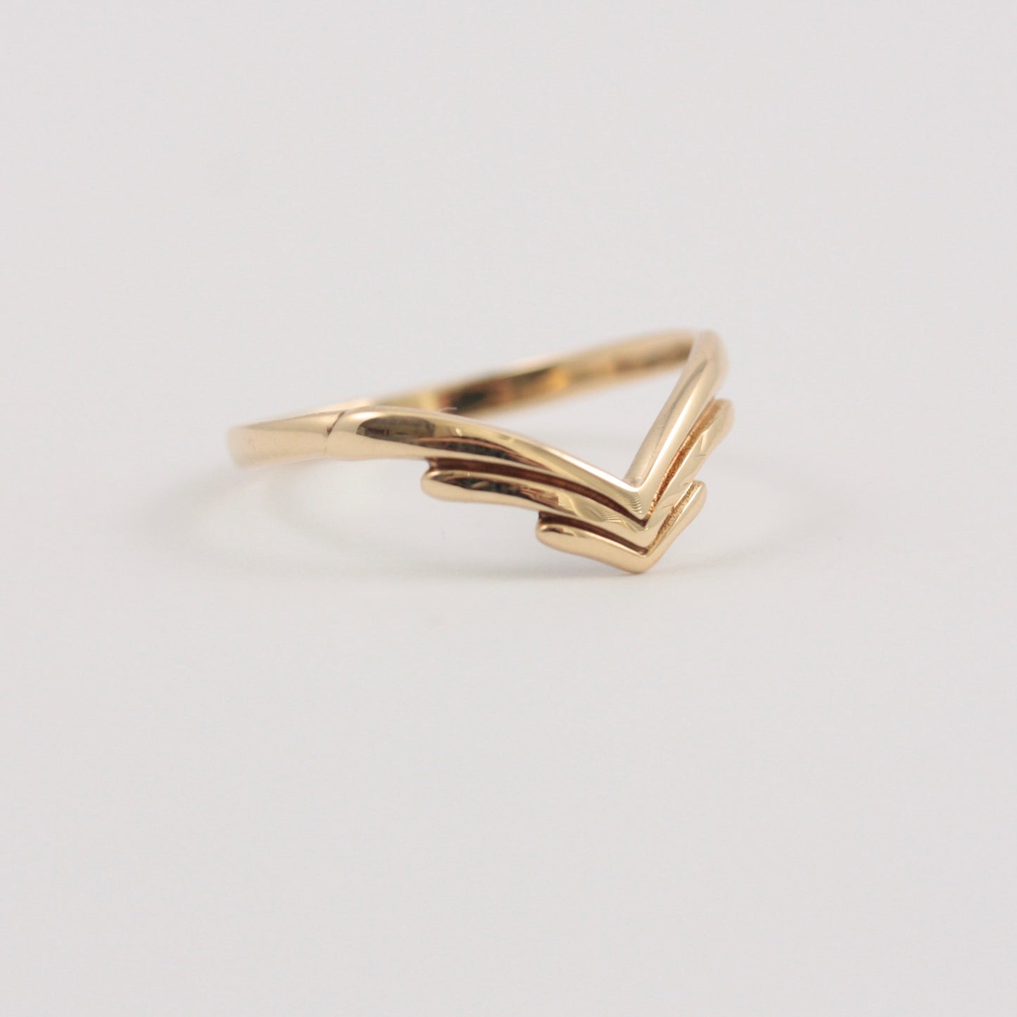 Vintage 9ct Gold Chevron Wishbone Ring, 1993