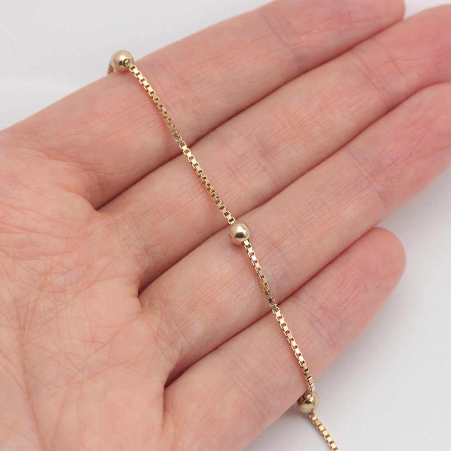 Pre-owned 9ct Gold Ball and Box Chain Bracelet
