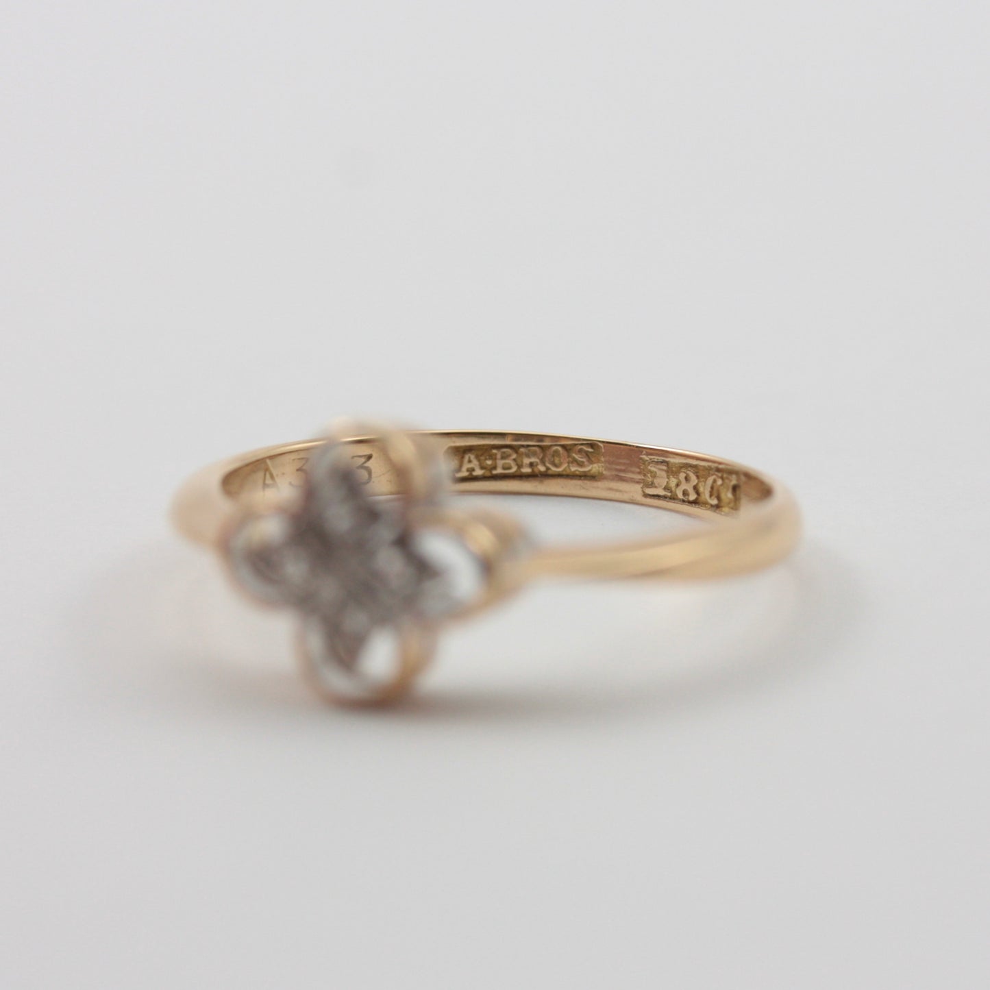 Art Deco 18ct Gold and Diamond Quatrefoil Ring, A.BROS