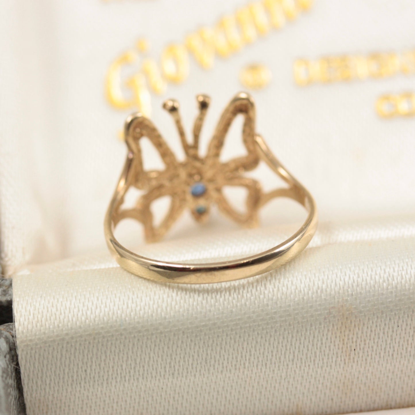 Vintage 9ct Gold Sapphire Butterfly Ring, 1989