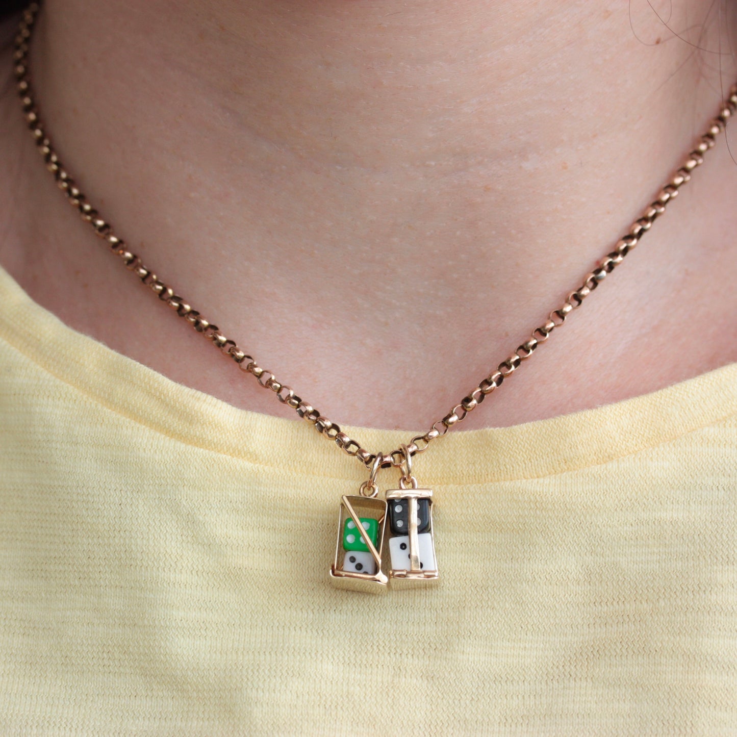 Vintage 9ct Gold Caged Dice Charm, 1959