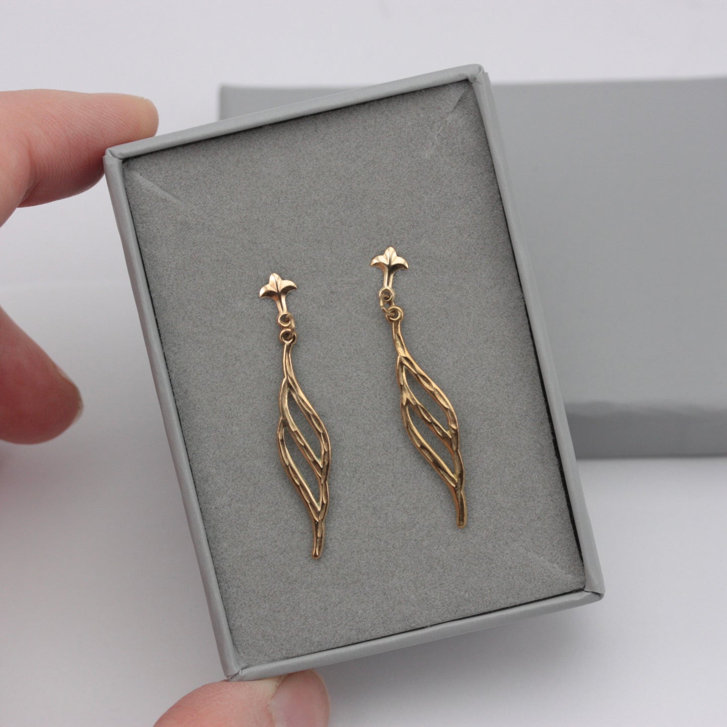 Vintage 9ct Gold Fleur De Lis Topped Dangle Earrings, 1980s