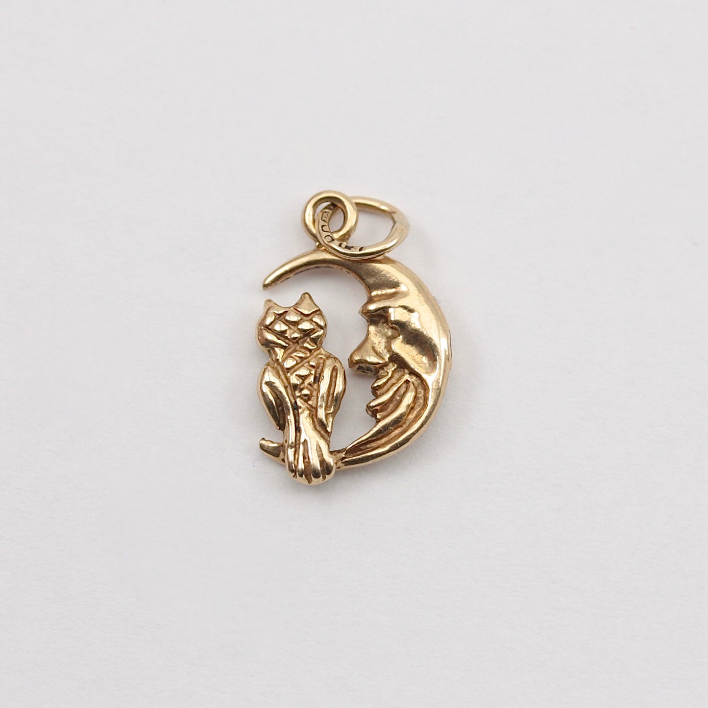 Vintage 9ct Gold Owl and Moon Charm, 1994