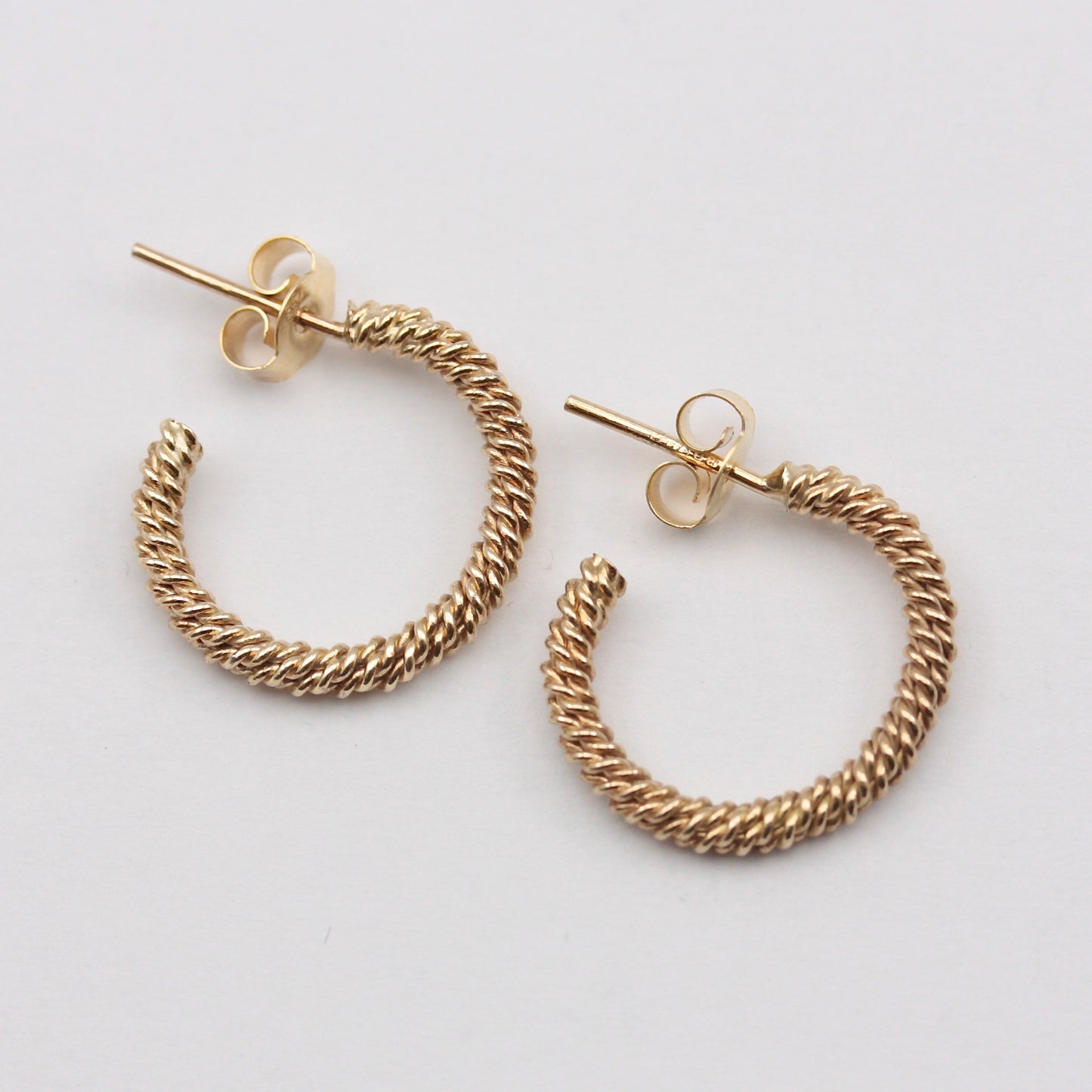 Vintage 9ct Gold Twist 3/4 Hoop Earrings, Small, 1984