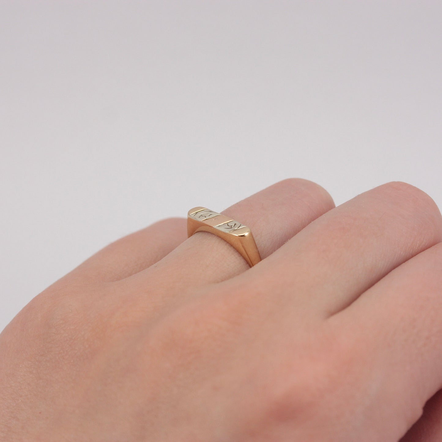 Vintage 9ct Tri Colour Gold Flat Front Ring, 1985