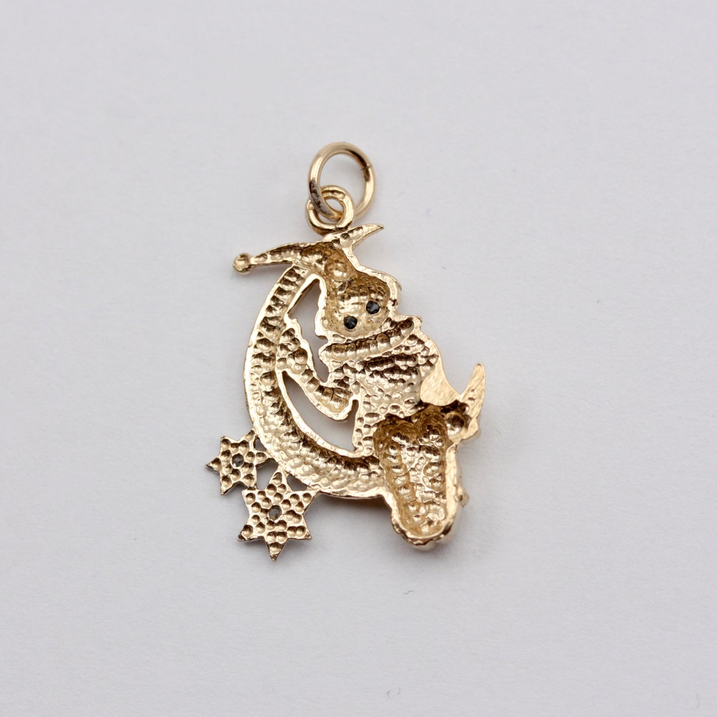 Vintage 9ct Gold Clown On Moon Charm, 1990