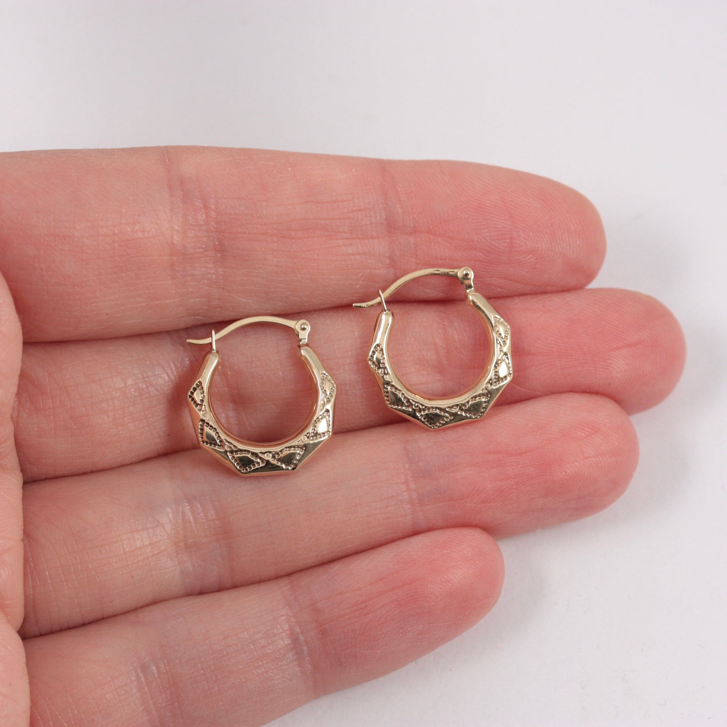 Pre-owned 9ct Gold Angled Hoop Earrings