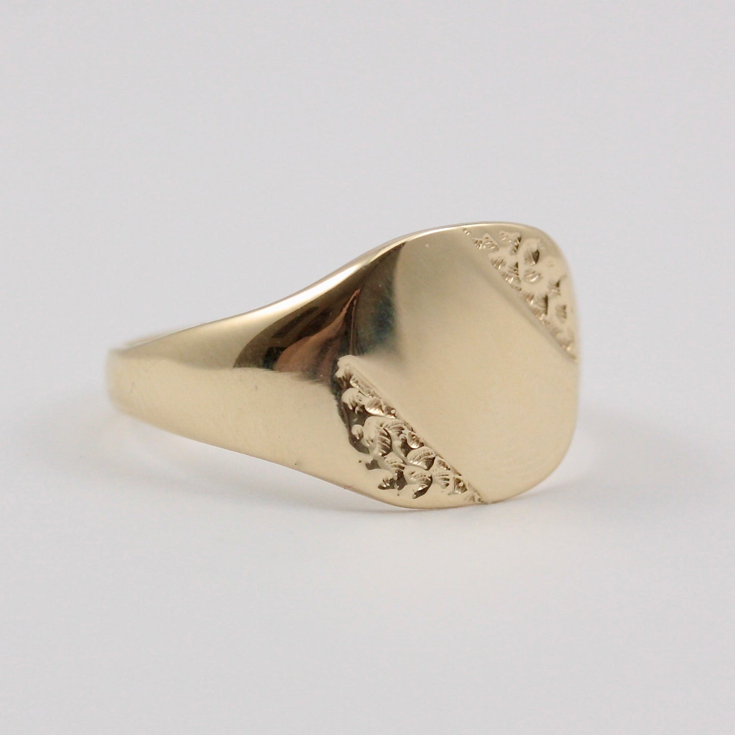 Vintage 9ct Gold Cushion Shaped Signet Ring, 1990