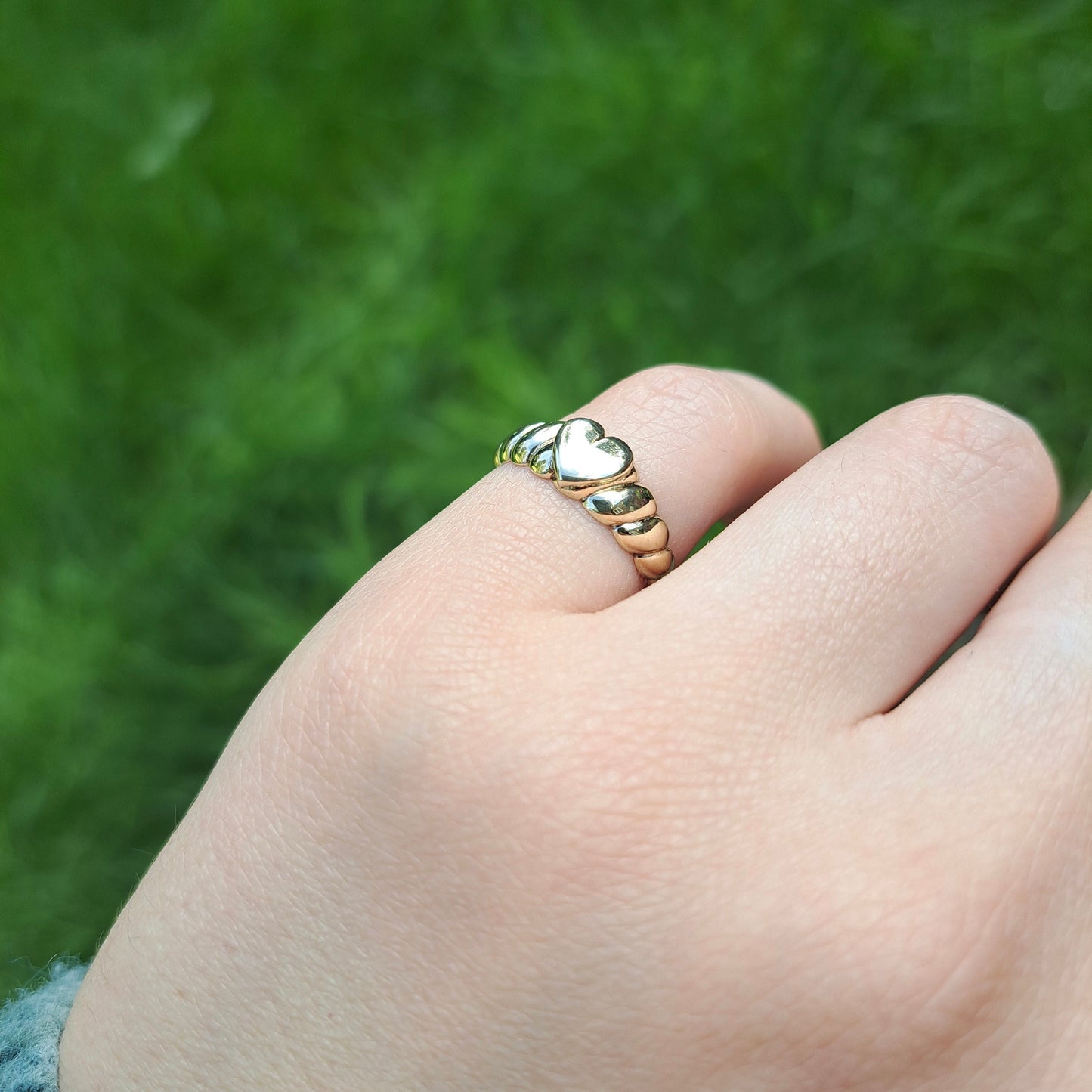 Vintage 9ct Gold Puffy Twist Heart Ring, c1980s