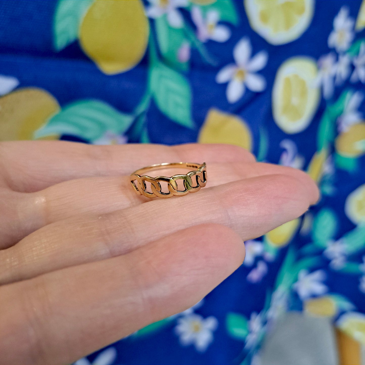 Vintage 9ct Gold Chain Link Style Ring, c1980s