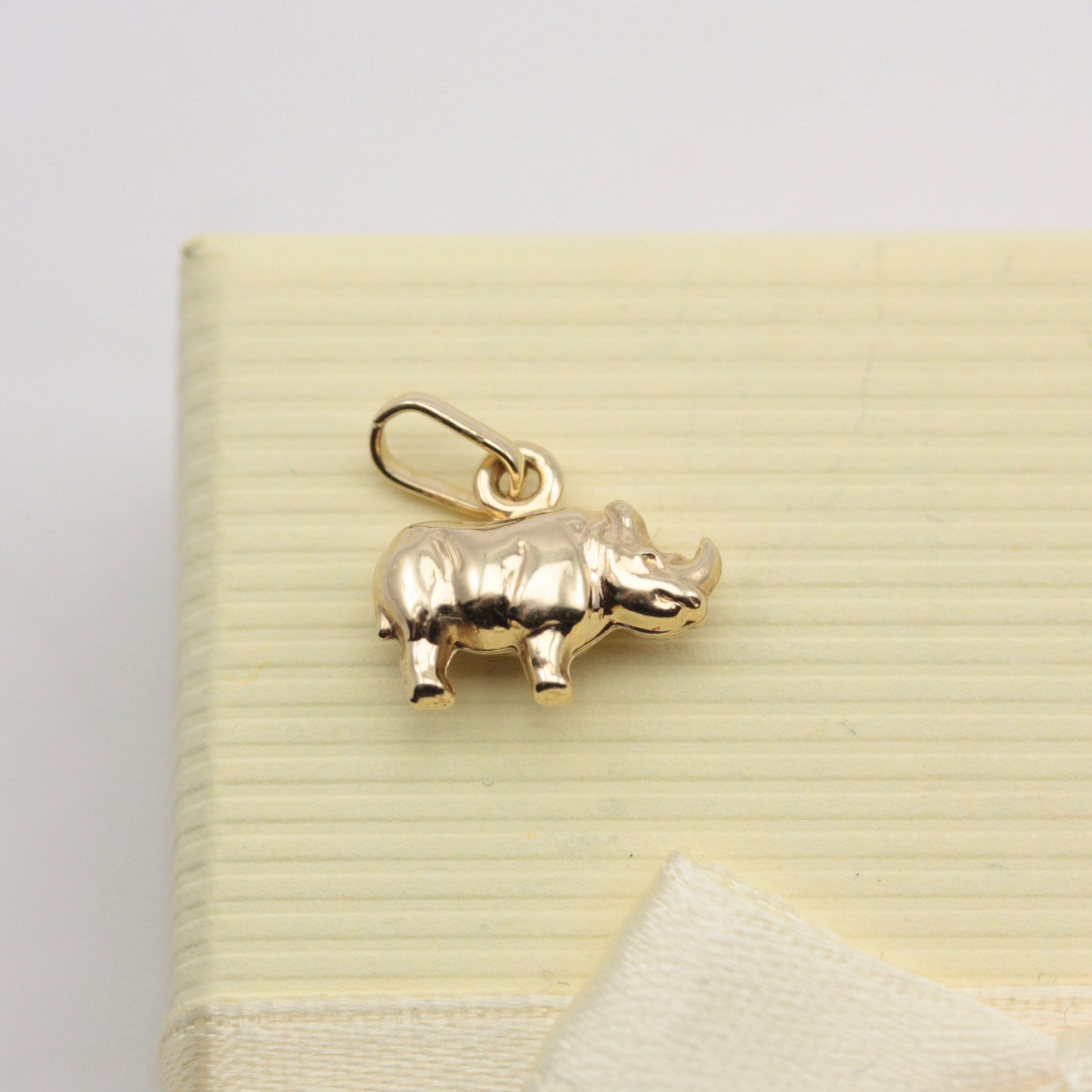 Tiny Puffy 9ct Gold Rhino Charm