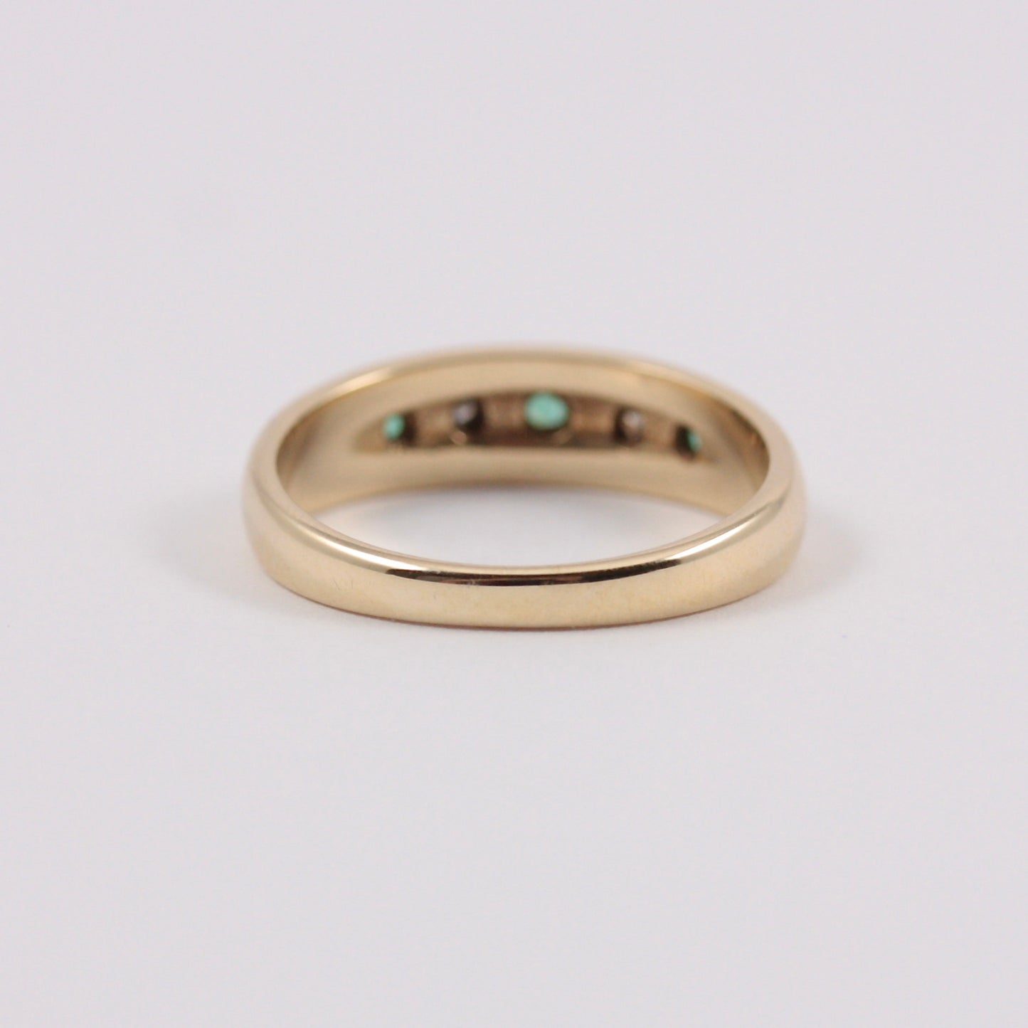 Vintage 9ct Gold Emerald & Diamond Gypsy Ring, 1979