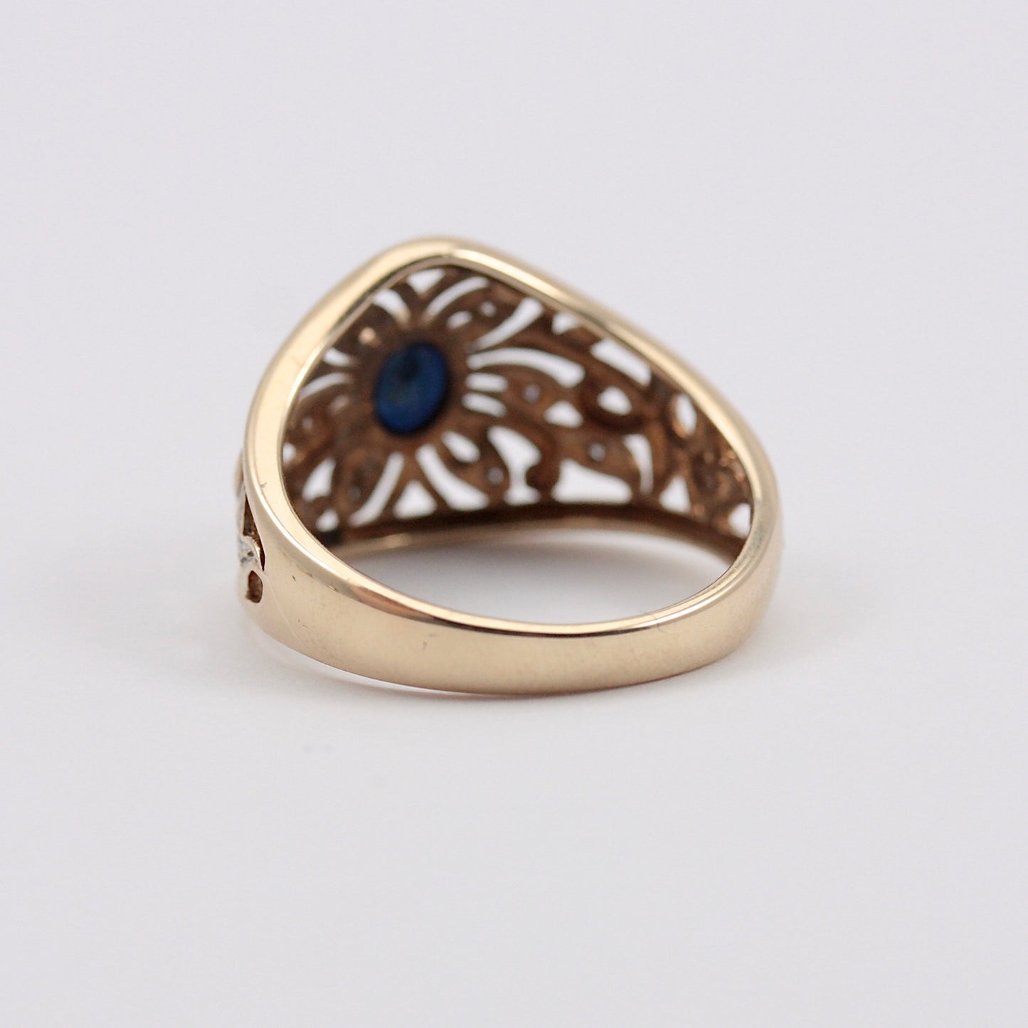 Pre-owned 9ct Gold Sapphire and Diamond Filigree Ring