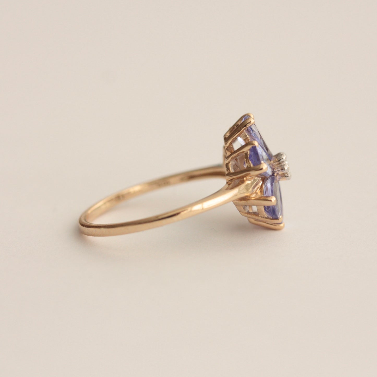 Pre-owned 9ct Gold Tanzanite Flower Cluster Ring