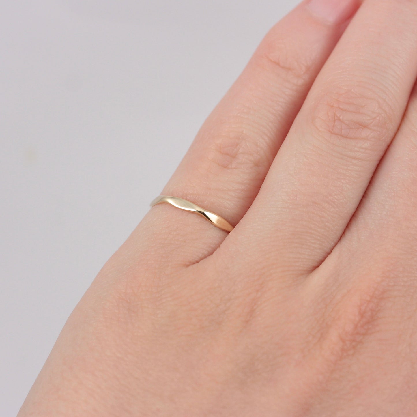 Vintage 9ct Gold Slim Angled Stacking Ring, c1950s