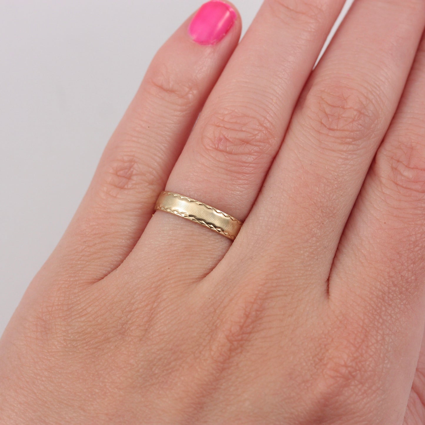 Vintage 9ct Gold Textured Band Ring, 1982