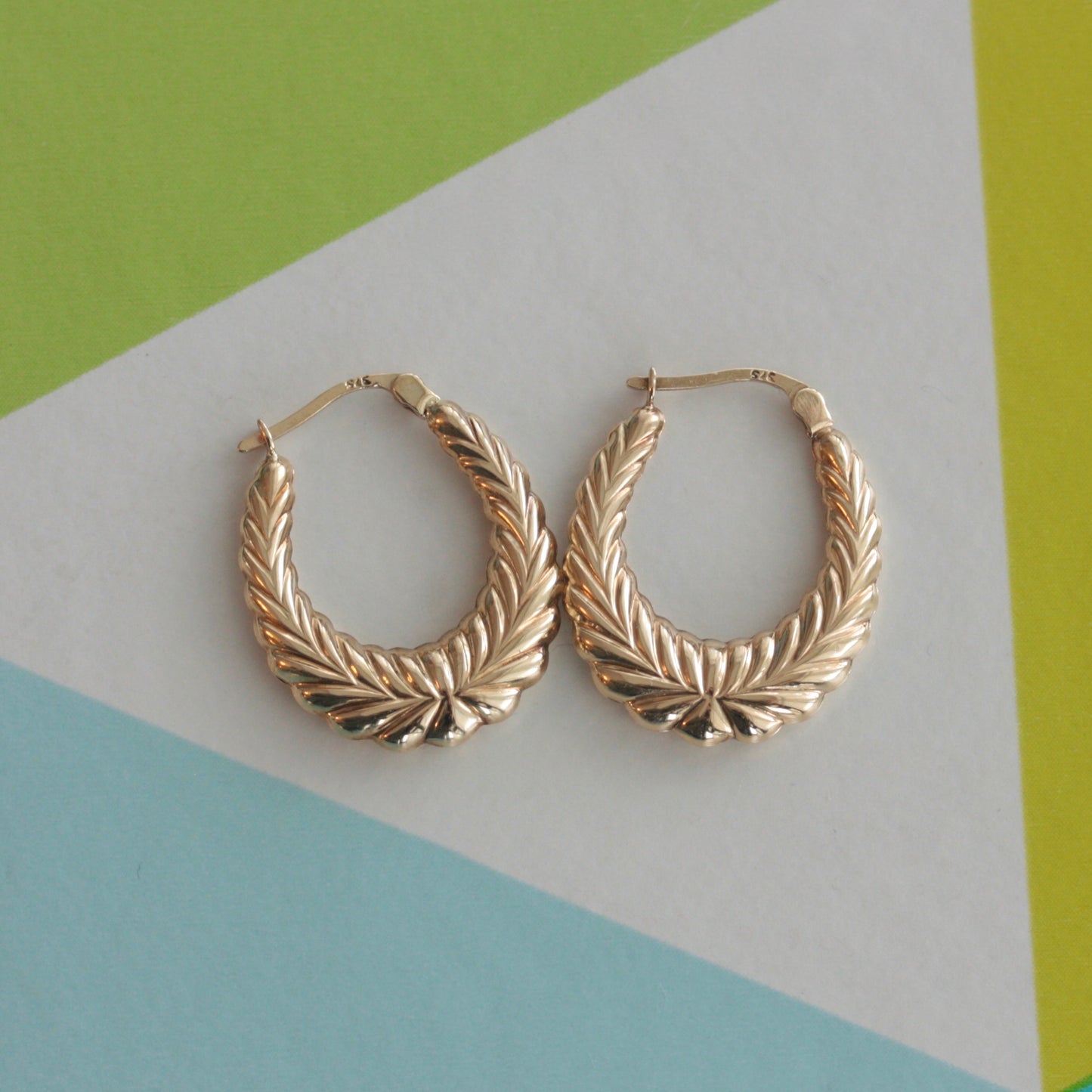 Pre-owned 9ct Gold Wreath Creole Hoop Earrings, Medium