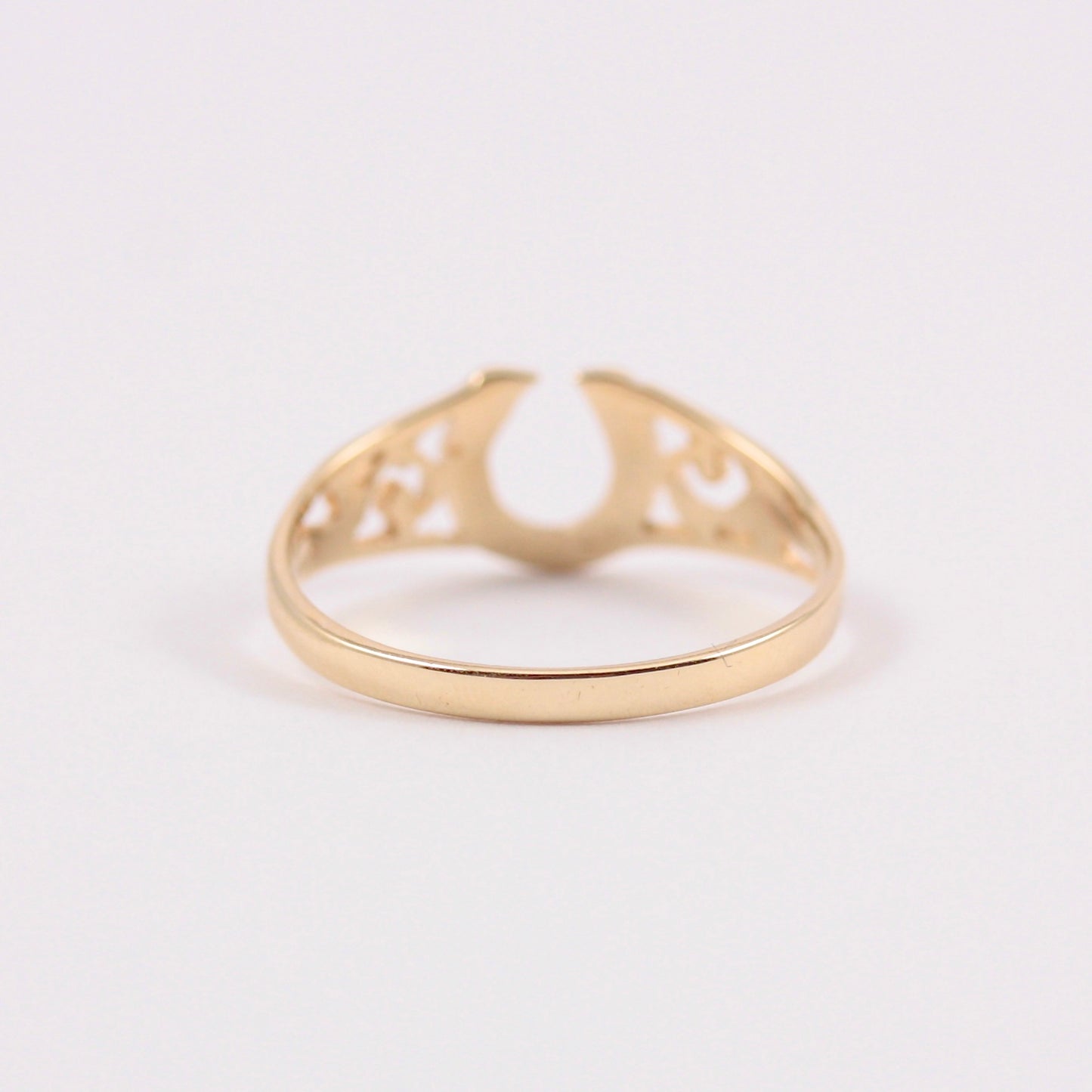 Vintage 9ct Gold Horseshoe Ring with Open Shoulders, 1981