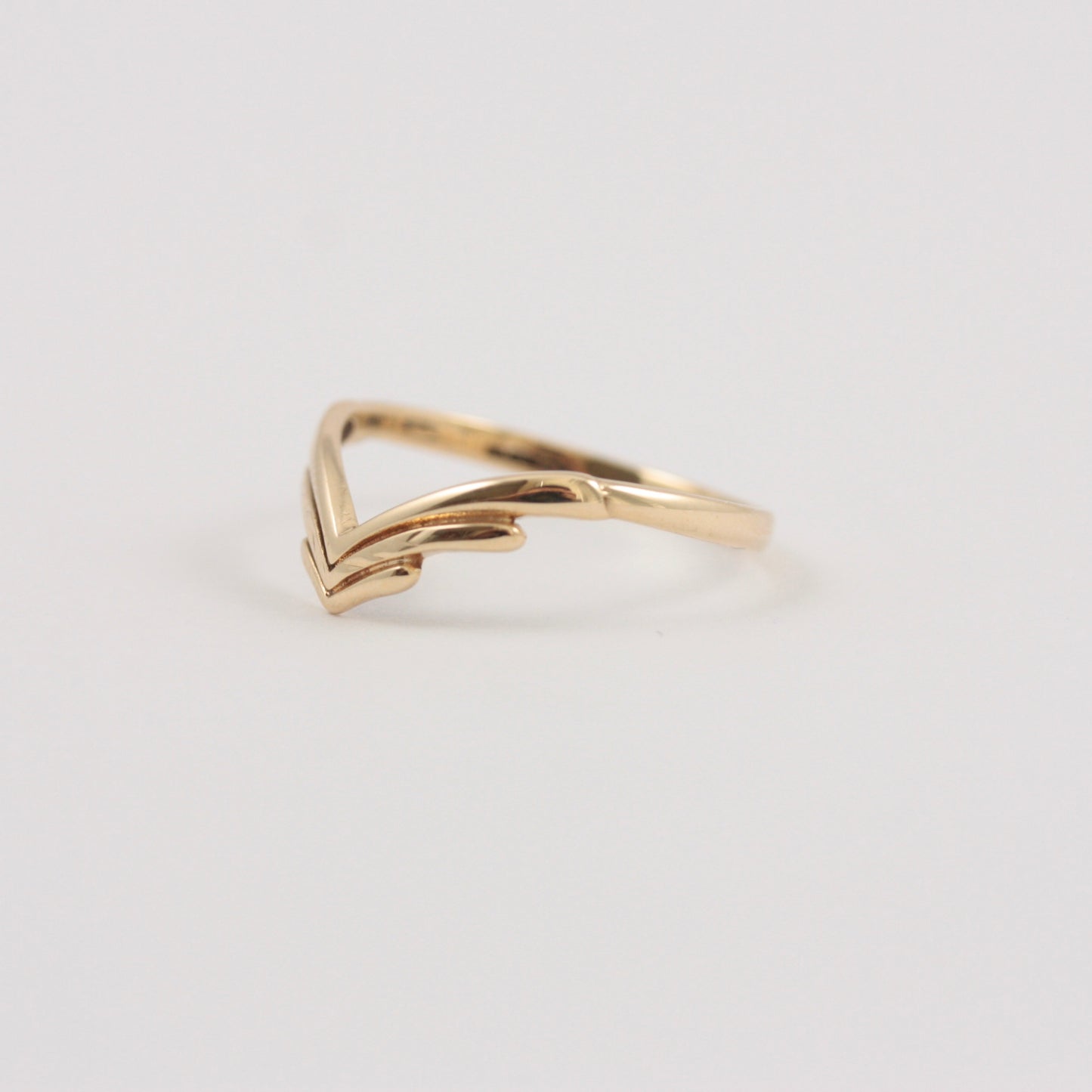 Vintage 9ct Gold Chevron Wishbone Ring, 1993