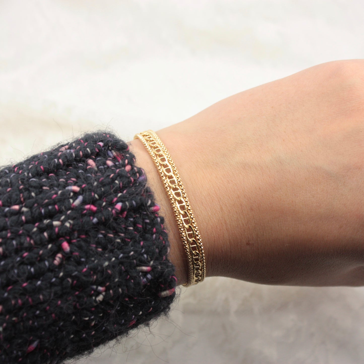 9ct yellow gold popcorn chain bracelet