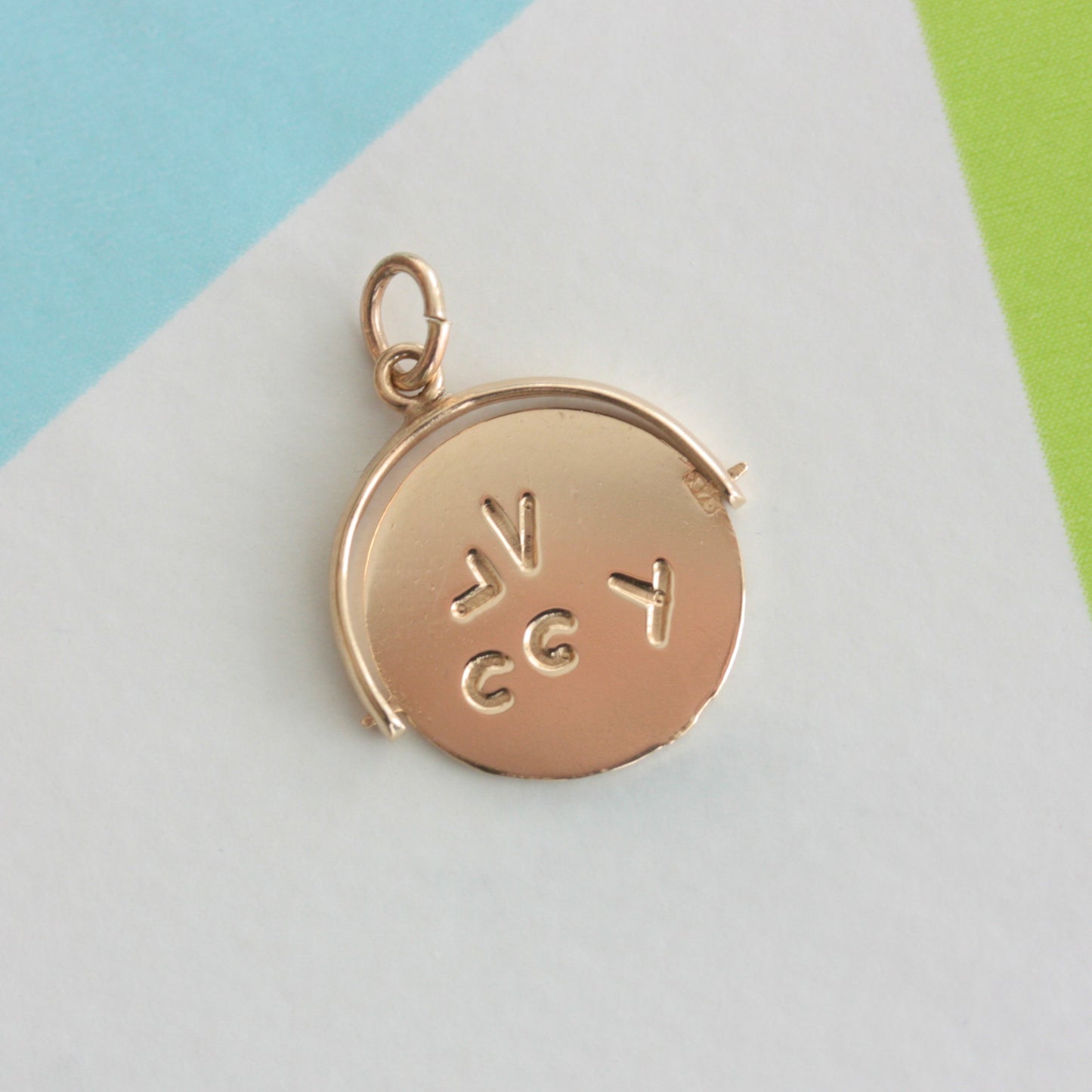 vintage gold spinner charm - Kiss Me