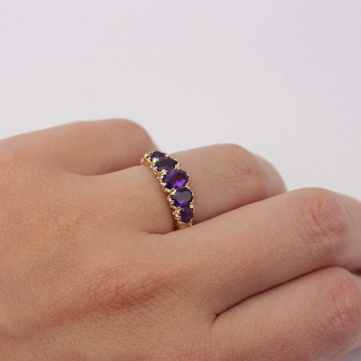 vintage amethyst 5 stone ring