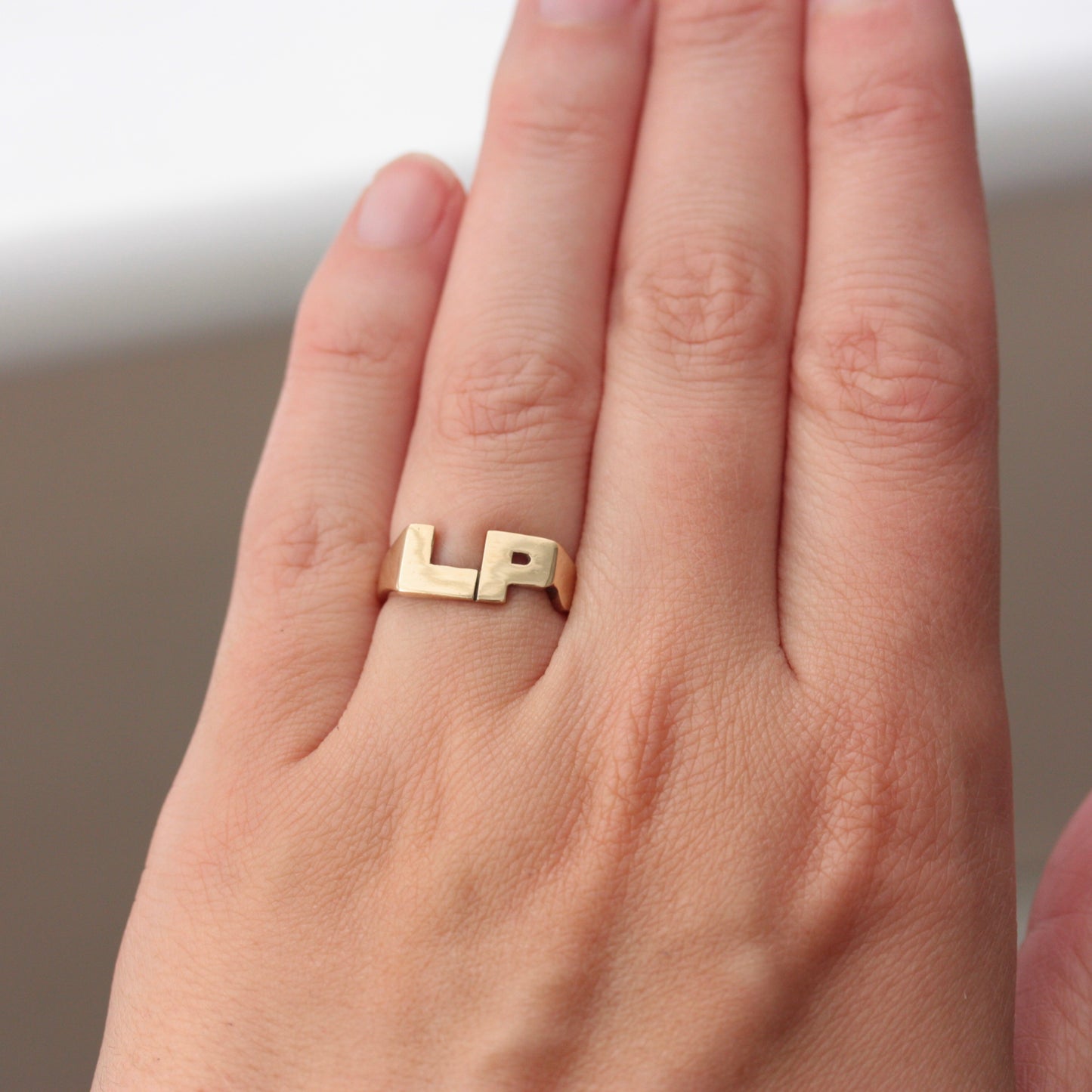 Vintage 9ct Yellow Gold 'LP' Initials Ring