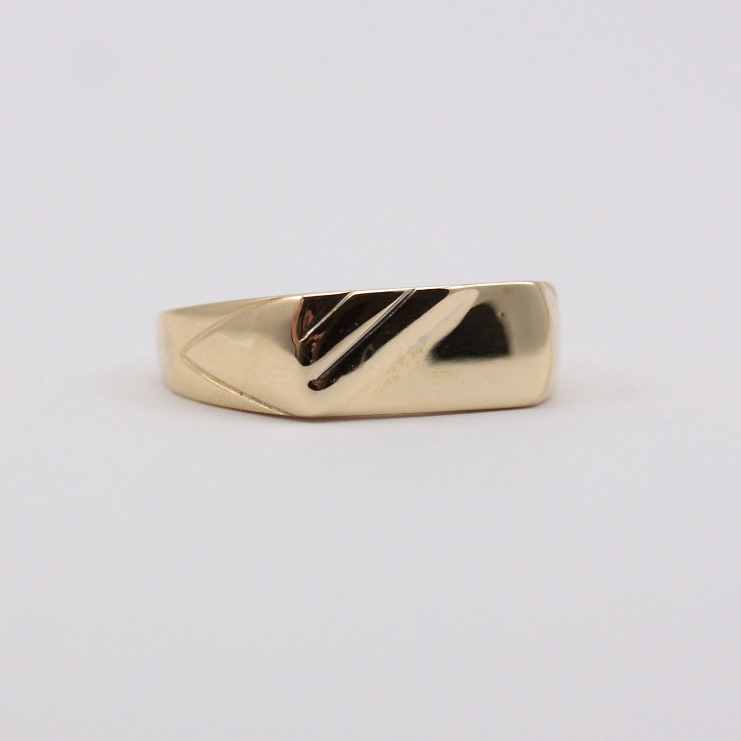 Vintage 9ct Gold Flat Front Bar Signet Ring, c1980s