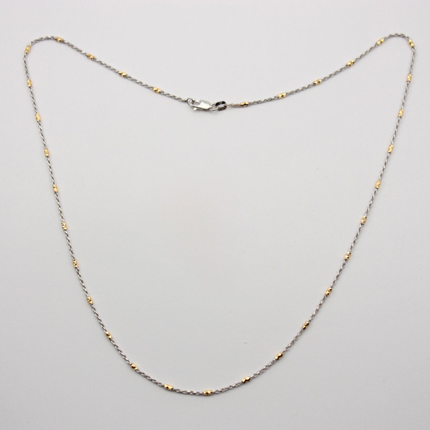 Pre-owned 9ct White Gold Rope Chain Necklace with Yellow Gold Beads
